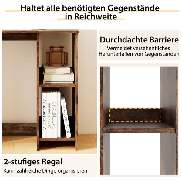 Lite databord med 2 hyller, 80x40x74 cm, brun