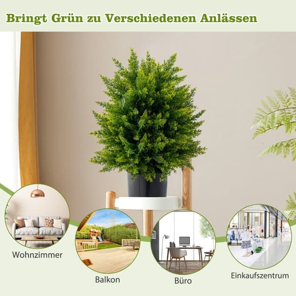 Kunstige cedertræer, topiary, 2-pak, 55 cm, UV-resistente