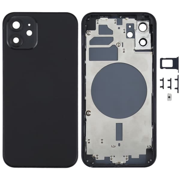 iPhone 12 Fuld Bagcover Glas med Ramme - Sort