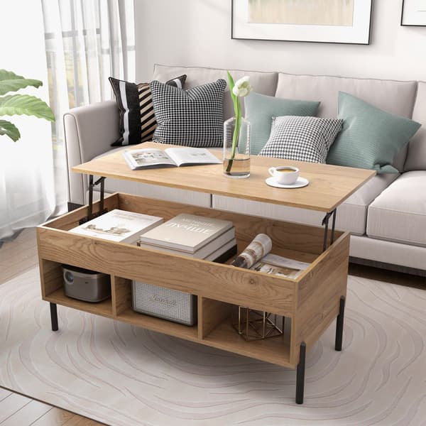 Lyftbart soffbord, pneumatisk lyft, dold förvaring