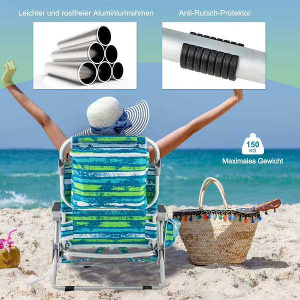 Set med hopfällbara strandstolar med justerbart ryggstöd
