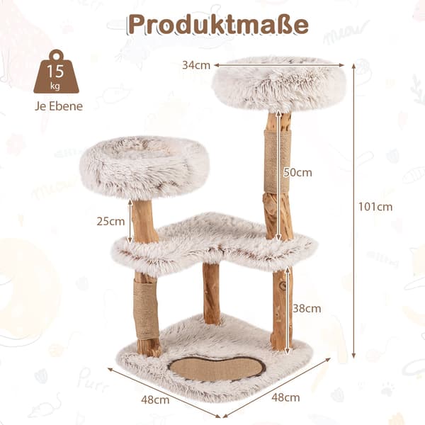 Kloretre med klorebrett i heltre og jute, 101 cm