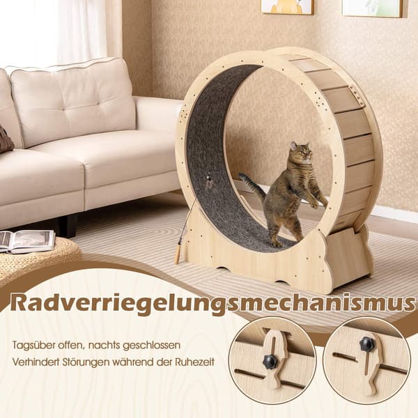 Kattträningshjul med lås, 101 cm, tyst design
