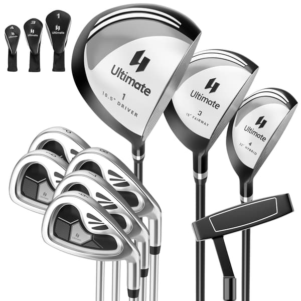 Herrgolfklubbset med 9 delar, högerhänt, grå