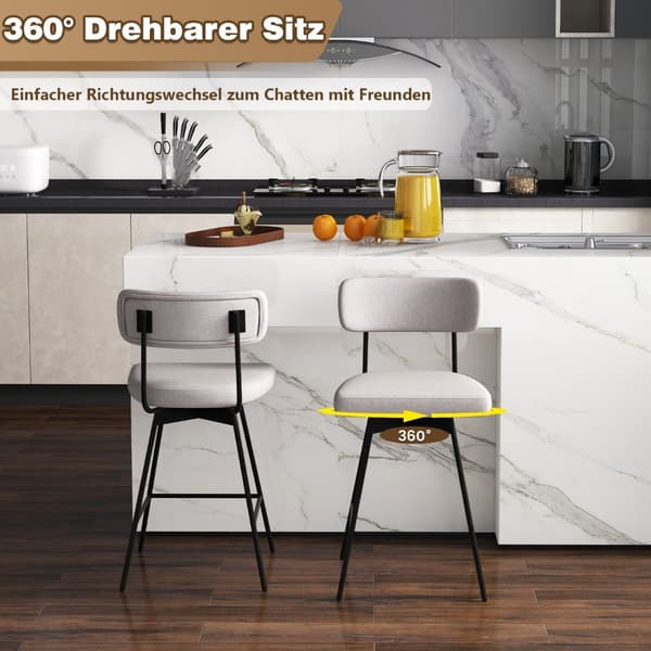Svingbare barkrakker, sett med 2, beige, lintrekk
