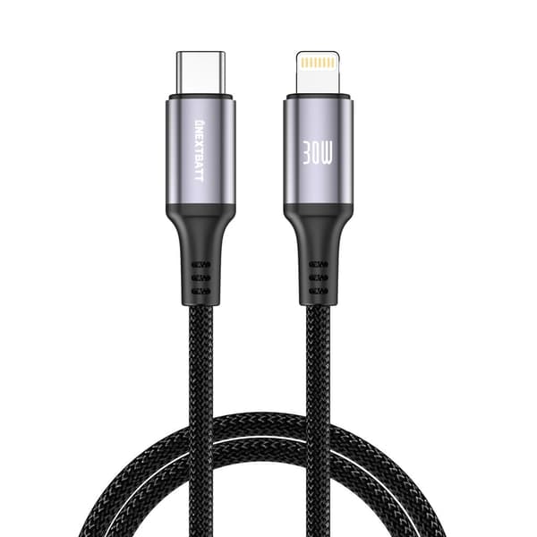 NEXTBATT USB-C til Lightning-kabel 30W, 3A, 2m - Svart