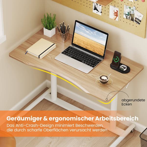 Justerbart sitte-stå-bord, C-form, 70-106 cm, mobilt