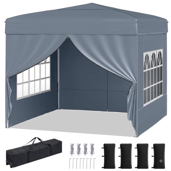 10x10 pop-up telt med 4 sidevegger, grått