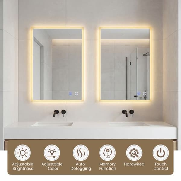 LED-baderomsspeil 70x50cm, antidugg, dimbar