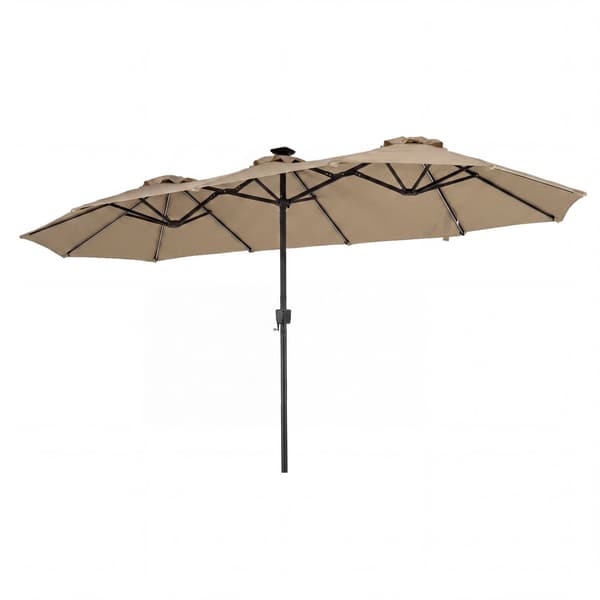 4,3 meter dubbelsidigt parasoll, solcellsdriven LED, vev