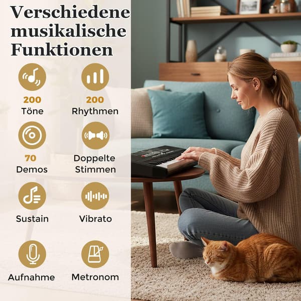 61-tasters elektronisk keyboardsett med justerbart stativ