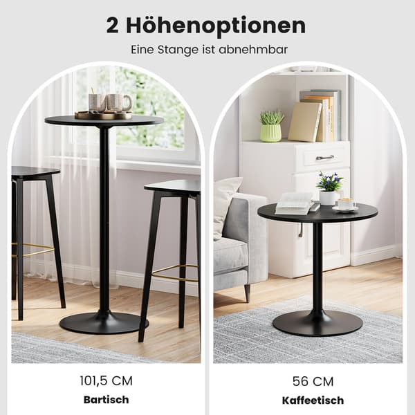 Justerbart bistrobordset – 2 höjder, 60 cm diameter, svart