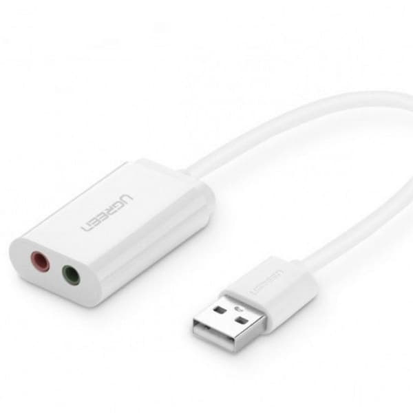Ugreen USB-A eksternt lydkort musikkadapter - hvit
