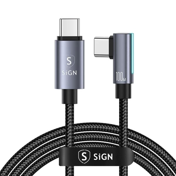 USB-C til USB-C-kabel 1,2m, 100W - Svart