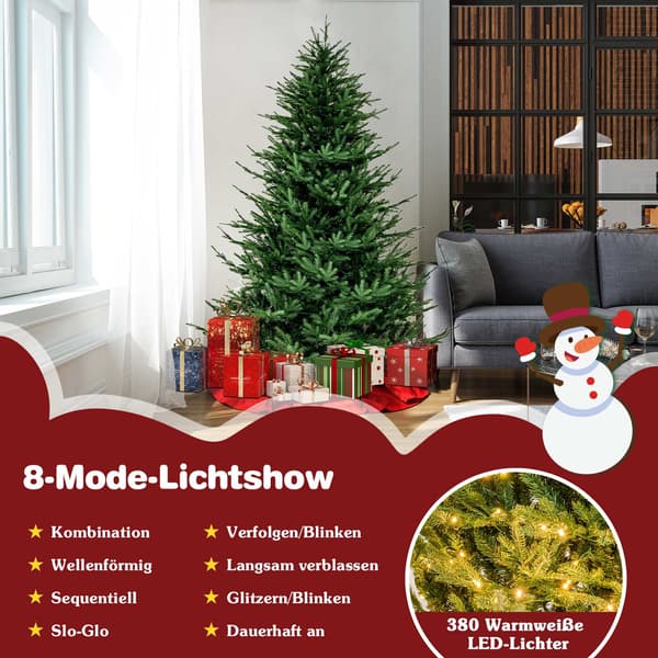 Forbelyst kunstig juletre 213 cm, 8 moduser, varm hvit LED