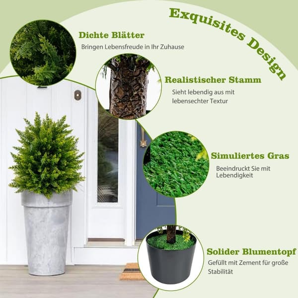 Kunstige cedertræer, topiary, 2-pak, 55 cm, UV-resistente