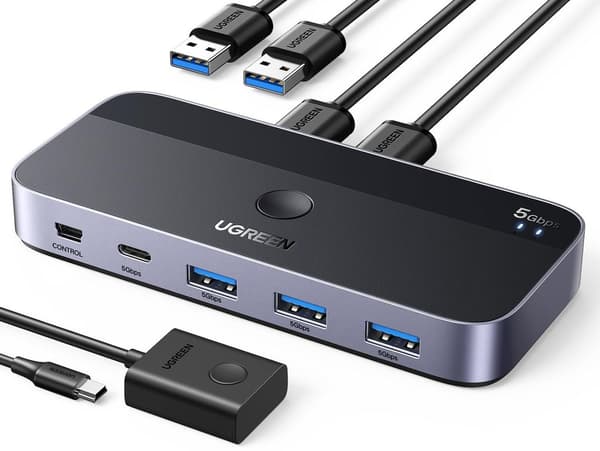 Ugreen USB 3.0 Switch 2x USB-A ind, 3x USB-A + 1x USB-C ud