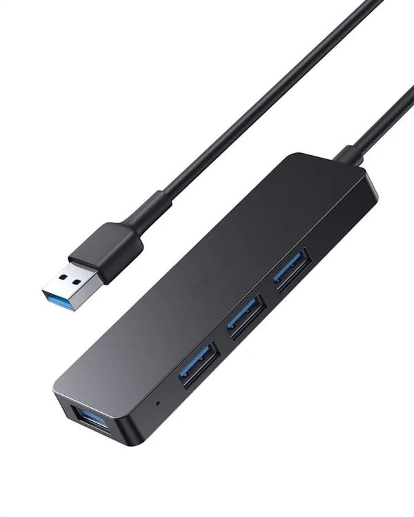 USB-A -keskitin, 4xUSB-A 3.0 - musta