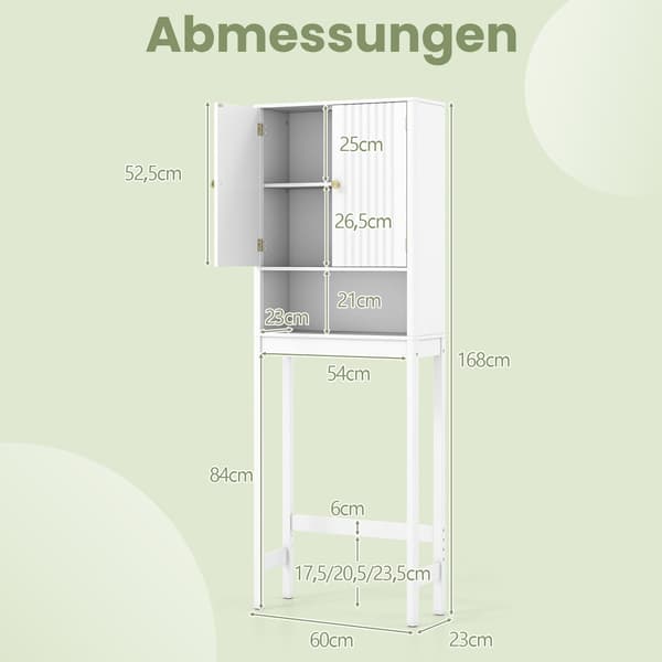 Toiletskab, justerbar hylde, hvid MDF