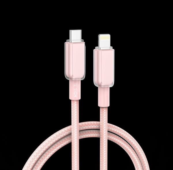 SiGN USB-C til Lightning-kabel 30W, 1m - Lyserød
