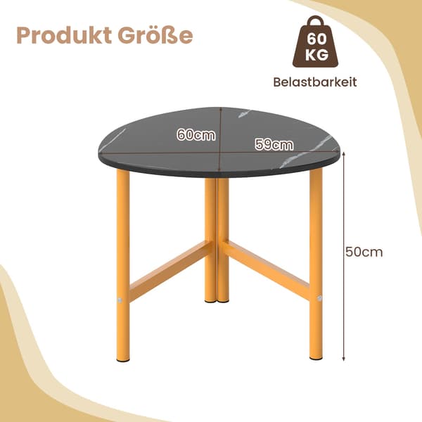 Trekantet sofabord med metalben, rustik brun