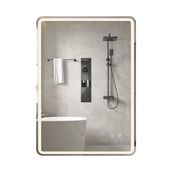 LED-baderomsspeil, antidugg, dimbar, 80x60 cm