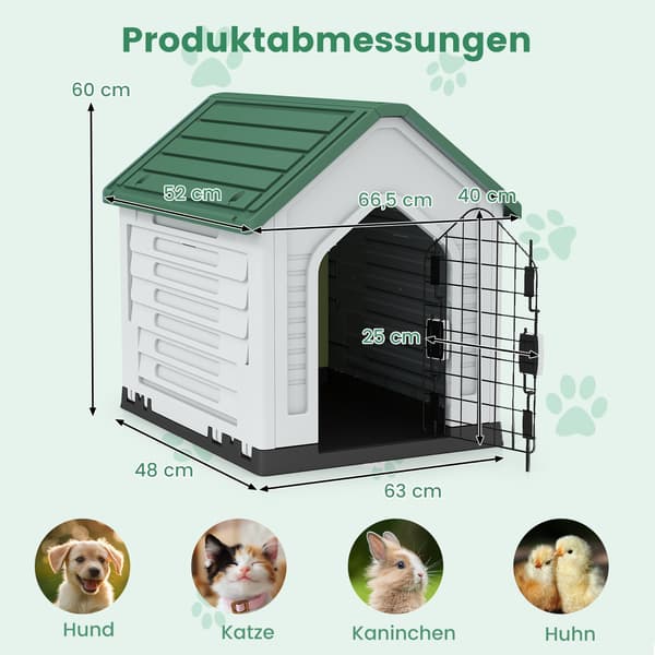 Plasthundkoja med låsbar dörr och ventilation