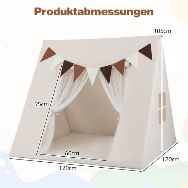 Indendørs legetelt til børn med vaskbar måtte og flag