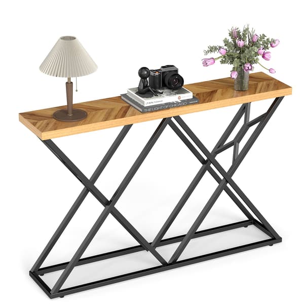 Konsollbord med geometrisk metallbase, 140 cm