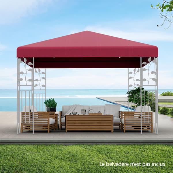 Utskiftbart paviljongtak 300x300 cm, polyester, vinrød