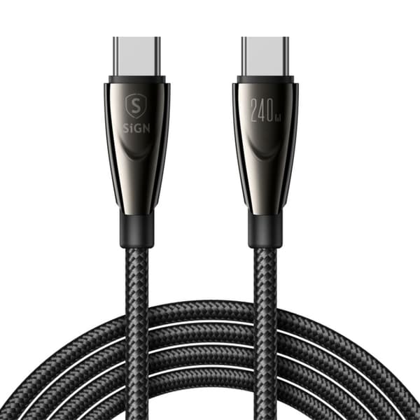 USB-C–USB-C-kaapeli 240 W, 1,2 m - musta