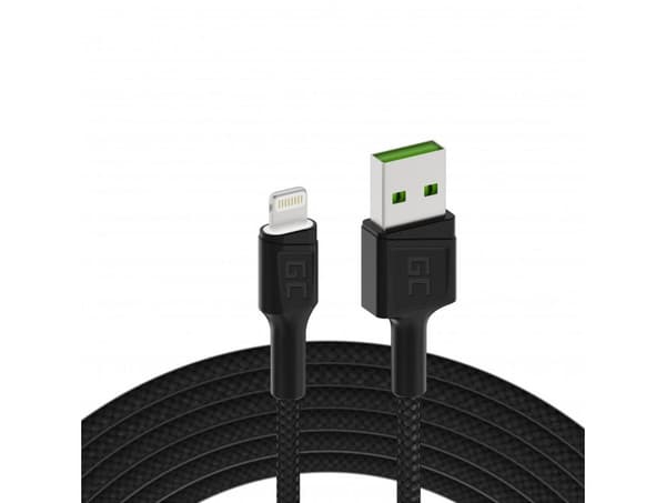 Green Cell Cable Ray USB-A - Lightning LED 2m, snabbladdning Apple 2.4A