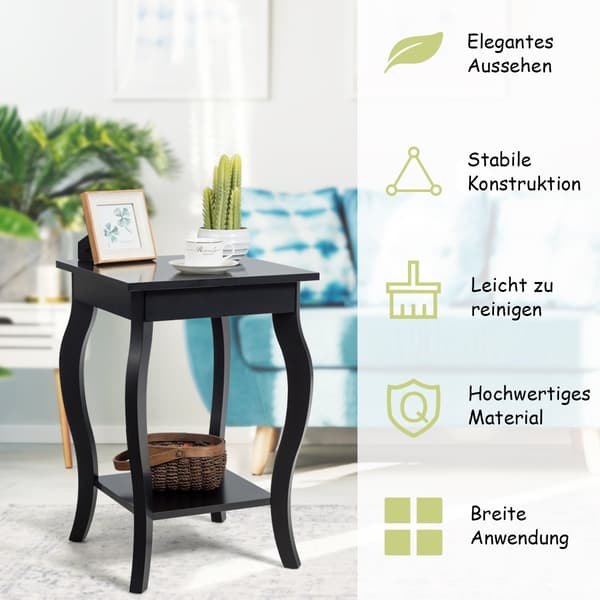 2-delt sort sidebordsæt med 2-lags opbevaring