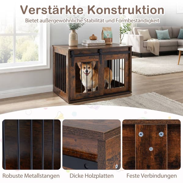 Hundeburmøbler med skydedør, 80 cm, brun