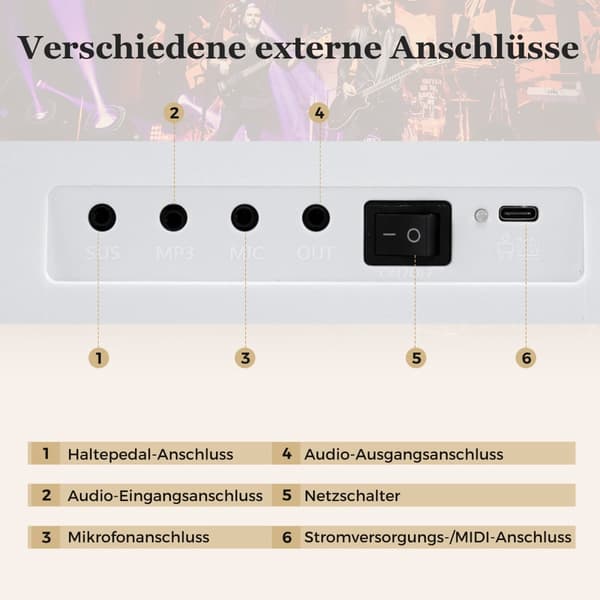 Hopfällbart elektroniskt keyboard med 61 tangenter, MIDI och split