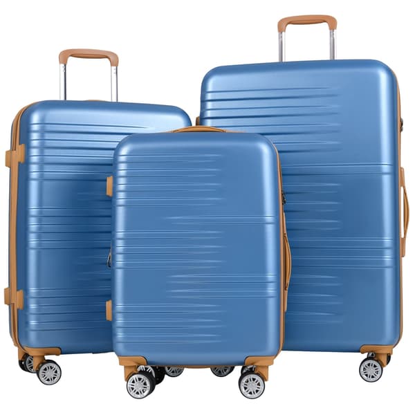 3-delt hårdt bagagesæt med TSA-lås, blå