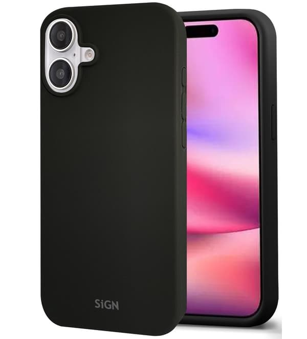 Liquid Silikone Cover til iPhone 16 - Sort