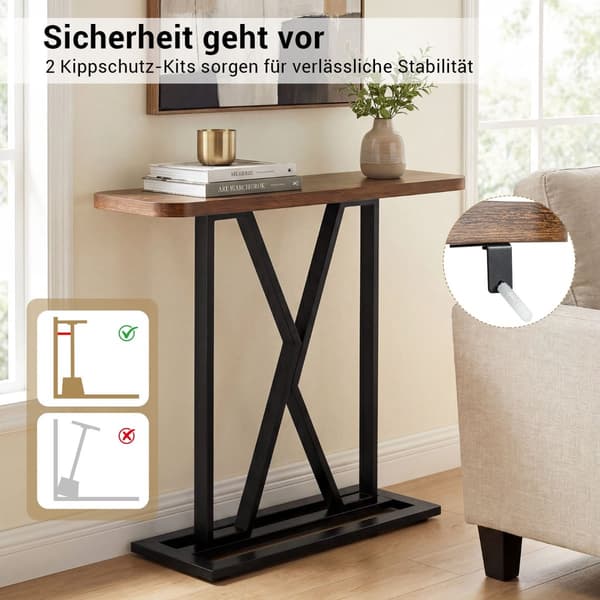 Konsolbord 100 cm, Rustikt Brunt, Metallram