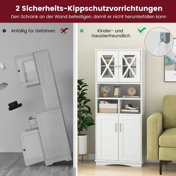 Baderomsskap med justerbare hyller, hvit MDF
