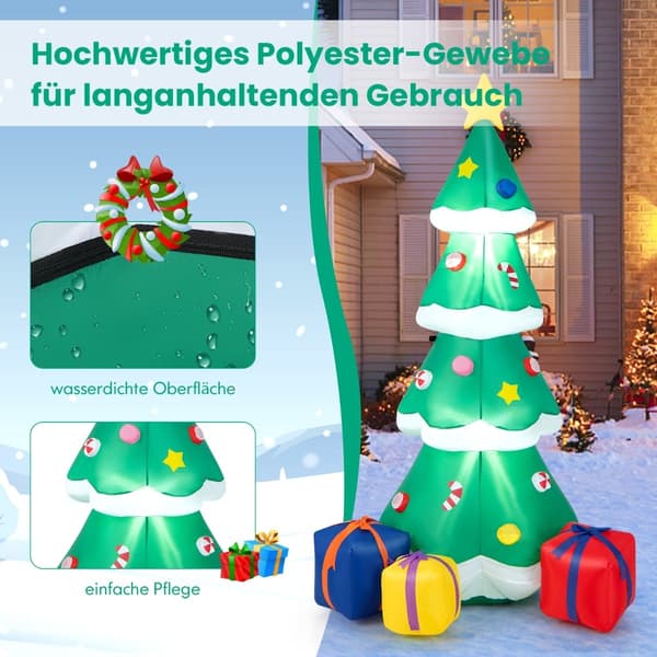 Oppblåsbart juletre med LED-lys, 180 cm