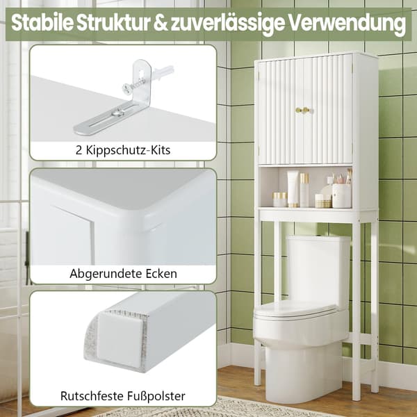 Toiletskab, justerbar hylde, hvid MDF