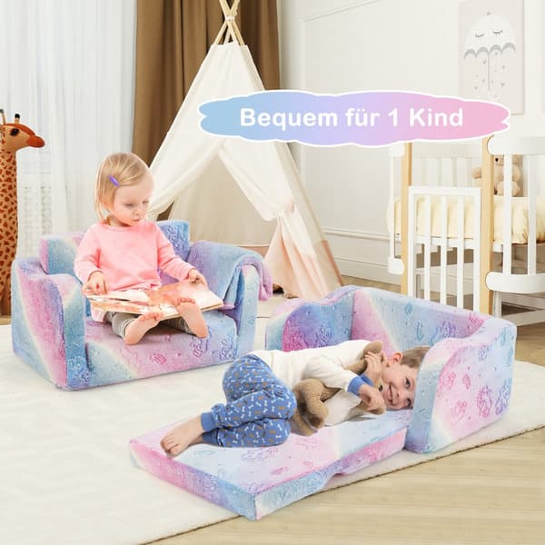 Sovesofa til småbørn med tæppe – Regnbuedesign