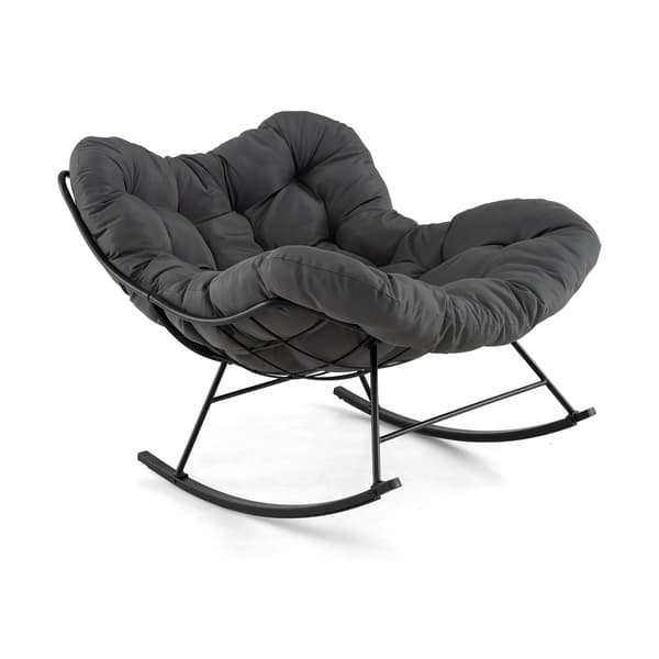 Papasan gungstol med vadderad dyna, metallram, grå