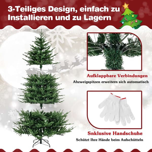 Forbelyst kunstig juletre 213 cm, 8 moduser, varm hvit LED
