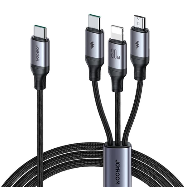 Joyroom 3-In-1 Cable Usb-C To Lightning, Micro-Usb, 100W, 1.2M - Black