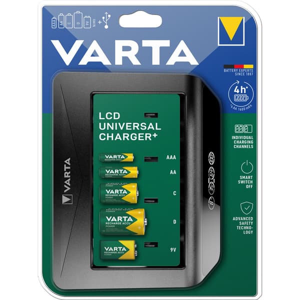 Universell LCD-batteriladdare för AA, AAA, C, D, 9V