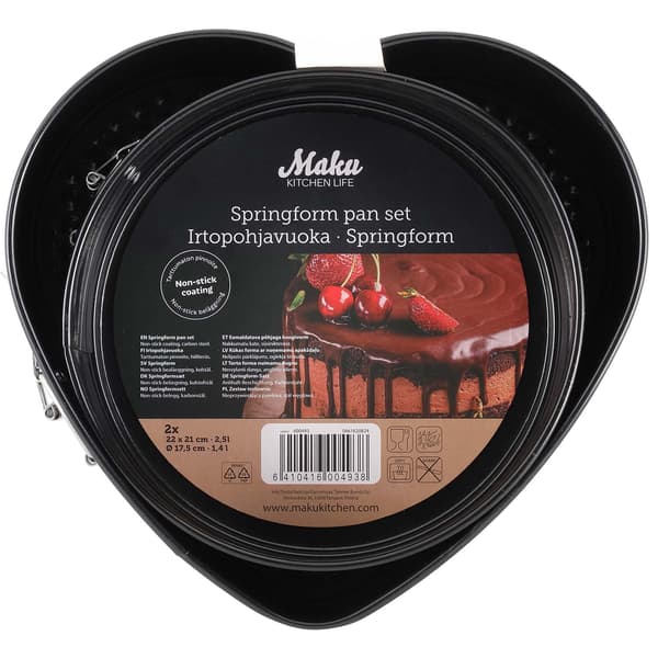 Springformer med avtakbar bunn, sett med 2