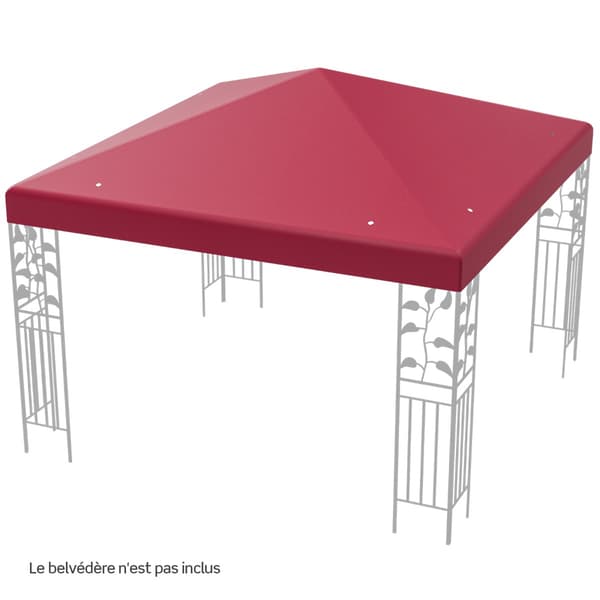 Utskiftbart paviljongtak 300x300 cm, polyester, vinrød