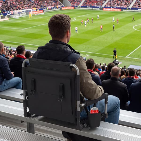 Stadionsæde med ryglæn, foldbart, kopholdertaske