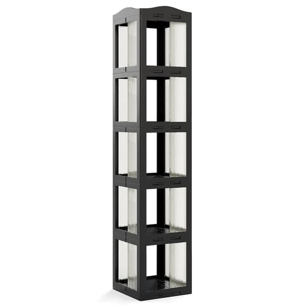 360 grader roterende bogreol, foldbar, transparent, sort, 174 cm